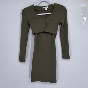 TOP SHOP Olive Long Sleeve 2 PIECE Knit Dress